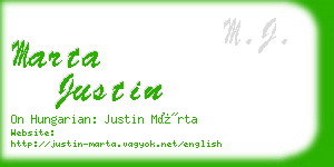 marta justin business card